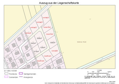 Bild vergrößern: Lageplan Baugebiet Dehnefeld (01/24)