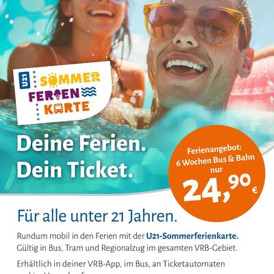 Plakat für das ÖPNV-Ticketangebot für die Sommerferien